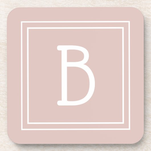 Moderne boerderij monogram roze & witte initiaal bier onderzetter (Voorkant)