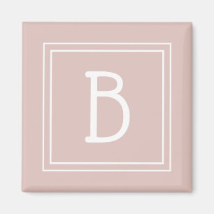 Moderne boerderij Monogram Roze & Witte Initiaal Magneet