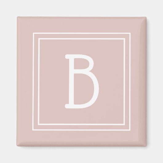 Moderne boerderij Monogram Roze & Witte Initiaal Magneet (Voorkant)