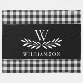 Moderne Boerderij Monogram Zwart Wit Plaid Fleece Deken (Voorkant (Horizontaal))