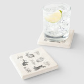 Moderne  boerderij Paaskonijnen Stenen Onderzetter (Zijkant)