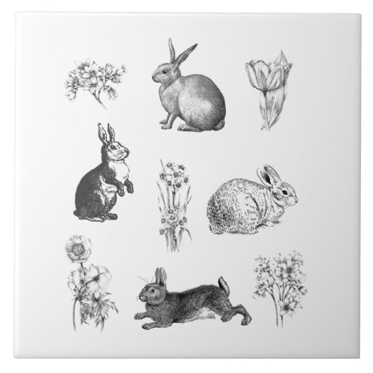 Moderne  boerderij Paaskonijnen Tegeltje (Voorkant)