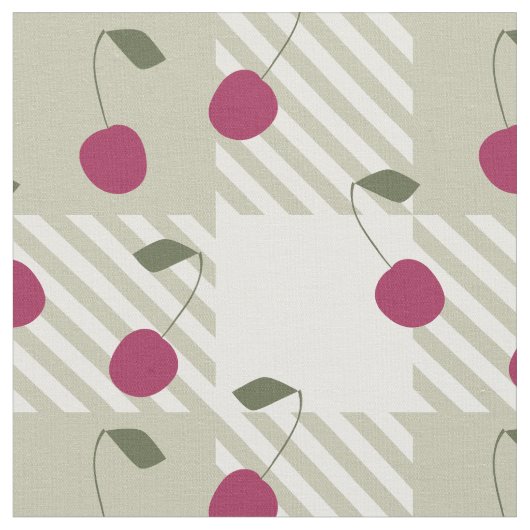 Moderne boerderij Pink Gingham en Cherries Plaid Stof (Close Up)