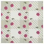 Moderne boerderij Pink Gingham en Cherries Plaid Stof (Swatch)