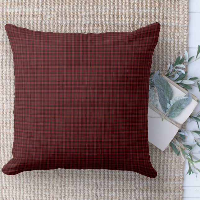 Moderne boerderij rood en zwart geruite bank kussen (Modern farmhouse throw pillow red and black window pane plaid couch pillow )