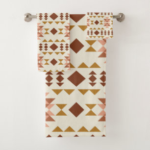 Moderne boerderij Roustic Terracotta Geometrische Bad Handdoek