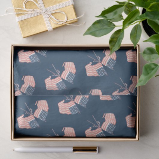 Moderne boerderij rustieke Amerikaanse vlag Tissuepapier (Geschenk)