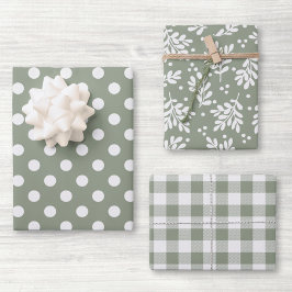 Moderne boerderij salie groene kerstcadeau inpakpapier vel