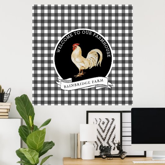 Moderne boerderij stijl Rooster Plaid Poster (Thuiskantoor)