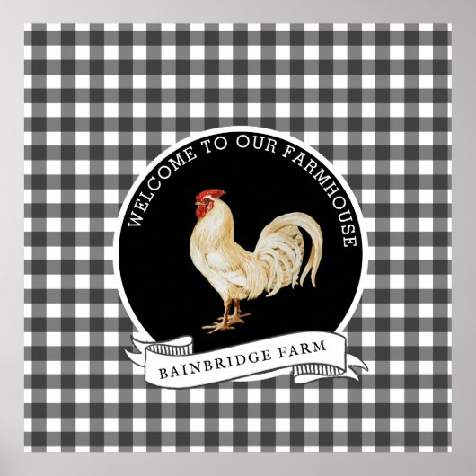 Moderne boerderij stijl Rooster Plaid Poster (Voorkant)