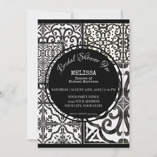 Moderne Boerderij Tegel Zwart Wit Vrijgezellenfees Kaart (Voorkant)