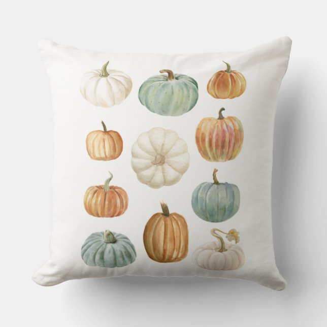 Moderne boerderij waterverf herfst pompoen kussen (Voorkant)