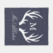 Moderne boerderij White Buck Antlers & Navy Blue Fleece Deken (Voorkant (Horizontaal))