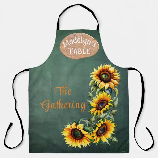 Moderne boerderij zonnebloem botanische gepersonal schort (Voorkant)