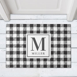 Moderne boerderij zwarte Buffalo geruite monogram Deurmat