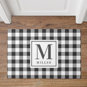 Moderne boerderij zwarte Buffalo geruite monogram Deurmat