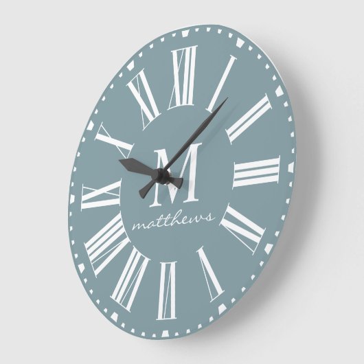 Moderne boerderijblauwe familie naam grote klok  (Hoek)