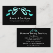 Moderne boetiek Aqua en zwart Girly Ribbon Visitekaartje (Voorkant / Achterkant)