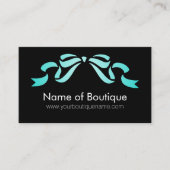 Moderne boetiek Aqua en zwart Girly Ribbon Visitekaartje (Voorkant)