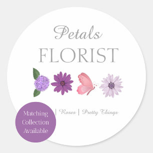 Moderne boetiek bloemist boeket   ronde sticker