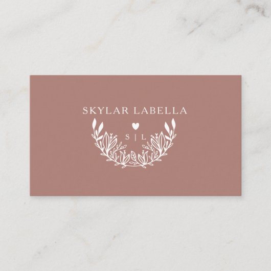 Moderne bogen-Logo en -monogram in de Floral Visitekaartje (Voorkant)