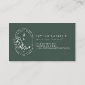 Moderne bogen-Logo en -monogram in de Floral Visitekaartje (Achterkant)