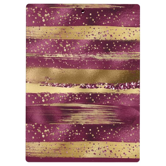 Moderne bogundy, gouden borstelstrokken en monogra klembord (Achterkant)