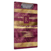 Moderne bogundy, gouden borstelstrokken en monogra klembord (Rechts)