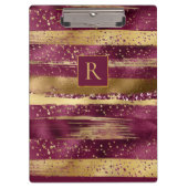 Moderne bogundy, gouden borstelstrokken en monogra klembord (Voorkant)