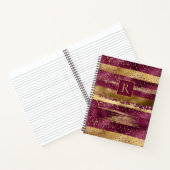 Moderne bogundy, gouden borstelstrokken en monogra notitieboek (Binnen)