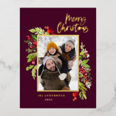 Moderne bogungnige foliage elegante foto Kerstmis Folie Feestdagen Briefkaart (Voorkant)