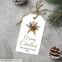 Moderne Boheemse Aquarel Kerstcadeautag
