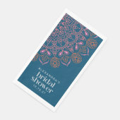 Moderne Boheemse Blauwe Mandala Bruiloft Feest Cus Servet (Hoek)