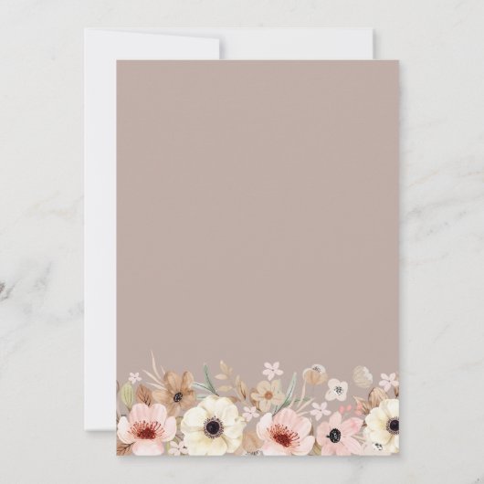 Moderne Boheemse Bloemen Eerste Heilige Communie Kaart (Achterkant)