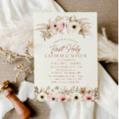 Moderne Boheemse Bloemen Eerste Heilige Communie Kaart