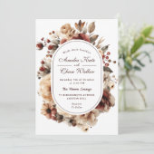 Moderne Boheemse Bloemen Lijst bruiloft Kaart (Staand voorkant)