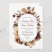 Moderne Boheemse Bloemen Lijst bruiloft Kaart (Voorkant / Achterkant)