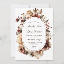 Moderne Boheemse Bloemen Lijst bruiloft Kaart