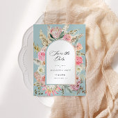 Moderne Boheemse bloemenwinkel Save the Date Kaart