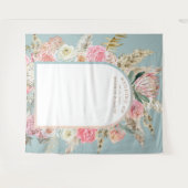 Moderne Boheemse Blush Bloemstuk Bruiloftsmuur Tap Wandkleed (Voorkant (horizontaal))