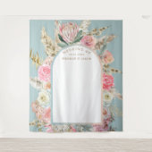 Moderne Boheemse Blush Bloemstuk Bruiloftsmuur Tap Wandkleed (Voorkant)