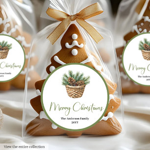 Moderne Boheemse Botanische Kerst Ronde Labels