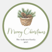 Moderne Boheemse Botanische Kerst Ronde Labels (Voorkant)