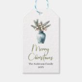 Moderne Boheemse Botanische Kerstcadeautag Cadeaulabel (Voorkant)