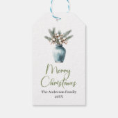 Moderne Boheemse Botanische Kerstcadeautag Cadeaulabel (Achterkant)