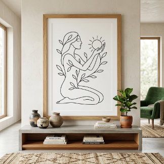 Moderne Boheemse Botanische Zonnelijn Poster