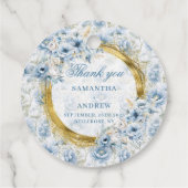 Moderne Boheemse lichtblauwe gouden bruiloft gunst Bedankjes Labels (Achterkant)