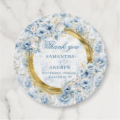 Moderne Boheemse lichtblauwe gouden bruiloft gunst Bedankjes Labels (Voorkant)