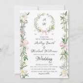 Moderne Boheemse Monogram Waterverf Bloemen Huweli Kaart (Voorkant)