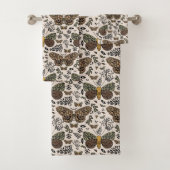 Moderne Boheemse Moth Wildflowers Abstract patroon Bad Handdoek (Insitu)